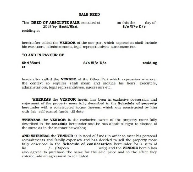 Sale Deed Meaning Format And Components Of A Sale Deed